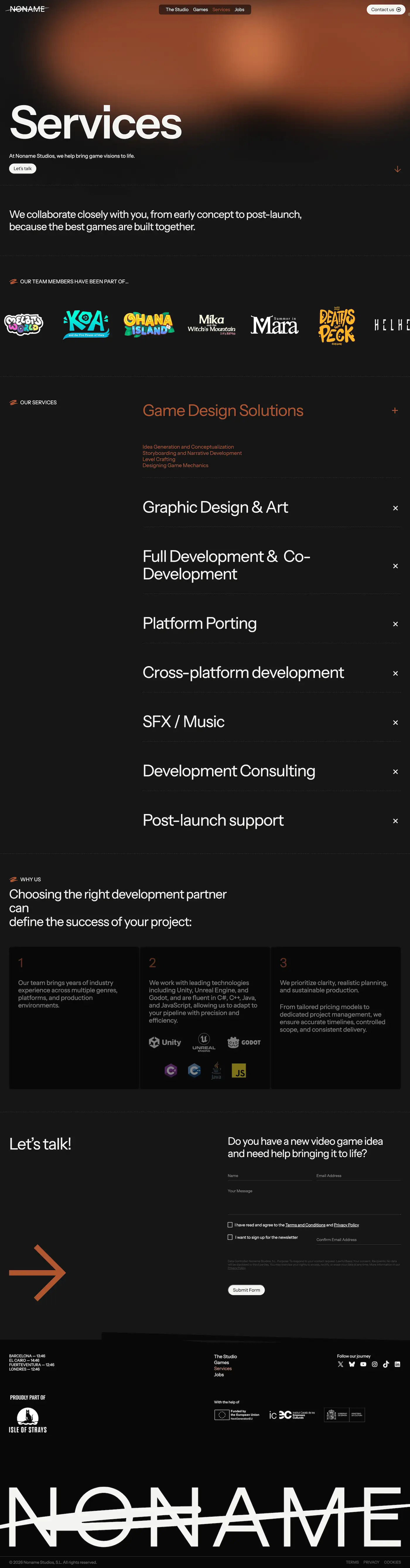 Noname Studios - Services Page